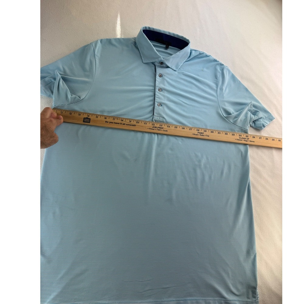 GREYSON Mens Golf Polo Shirt Blue White Stripe Short Sleeve Size XL Stretch Wick - Picture 6 of 16